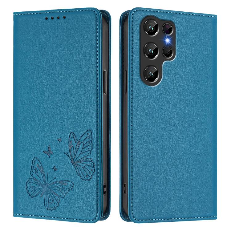 For Oukitel C61 / C61 Pro Strong Magnetic Dual Butterfly RFID Vegan Leather Phone Case