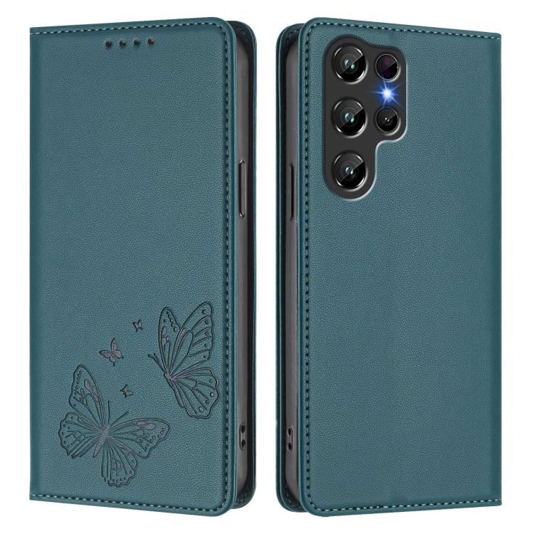 For Oukitel C61 / C61 Pro Strong Magnetic Dual Butterfly RFID Vegan Leather Phone Case