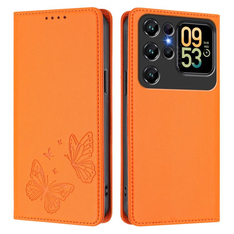 For Oukitel C62 / C62 Pro Strong Magnetic Dual Butterfly RFID Vegan Leather Phone Case