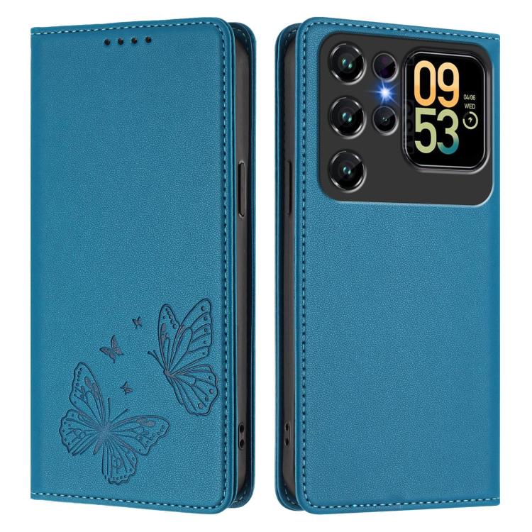 For Oukitel C62 / C62 Pro Strong Magnetic Dual Butterfly RFID Vegan Leather Phone Case