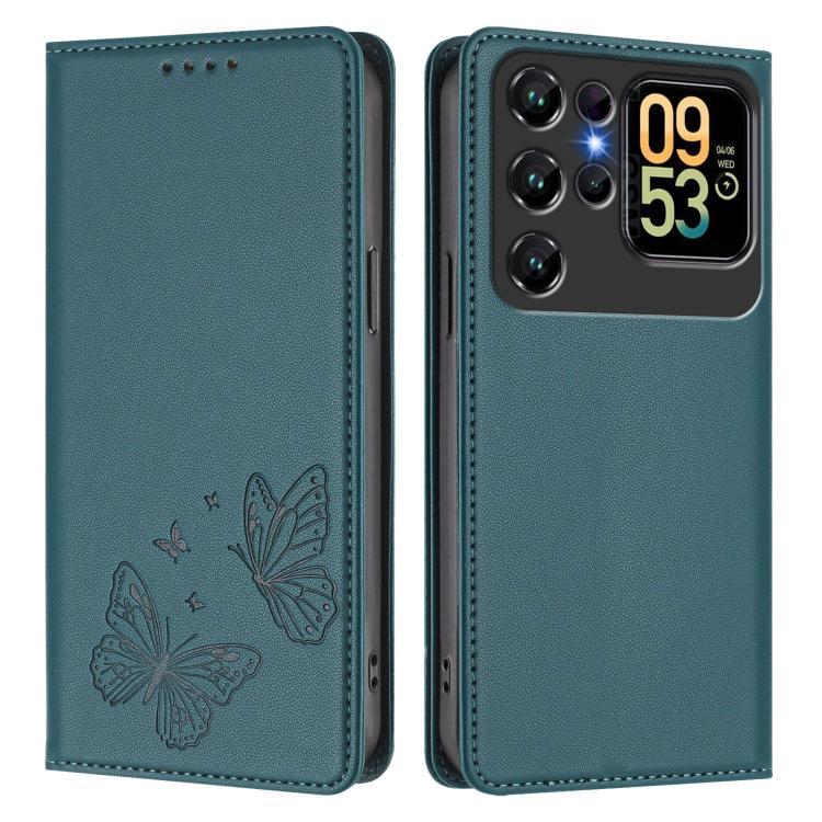 For Oukitel C62 / C62 Pro Strong Magnetic Dual Butterfly RFID Vegan Leather Phone Case