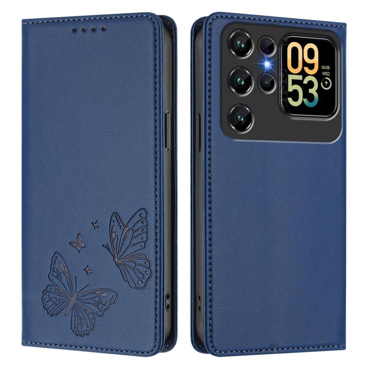 For Oukitel C62 / C62 Pro Strong Magnetic Dual Butterfly RFID Vegan Leather Phone Case