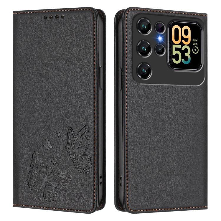 For Oukitel C62 / C62 Pro Strong Magnetic Dual Butterfly RFID Vegan Leather Phone Case