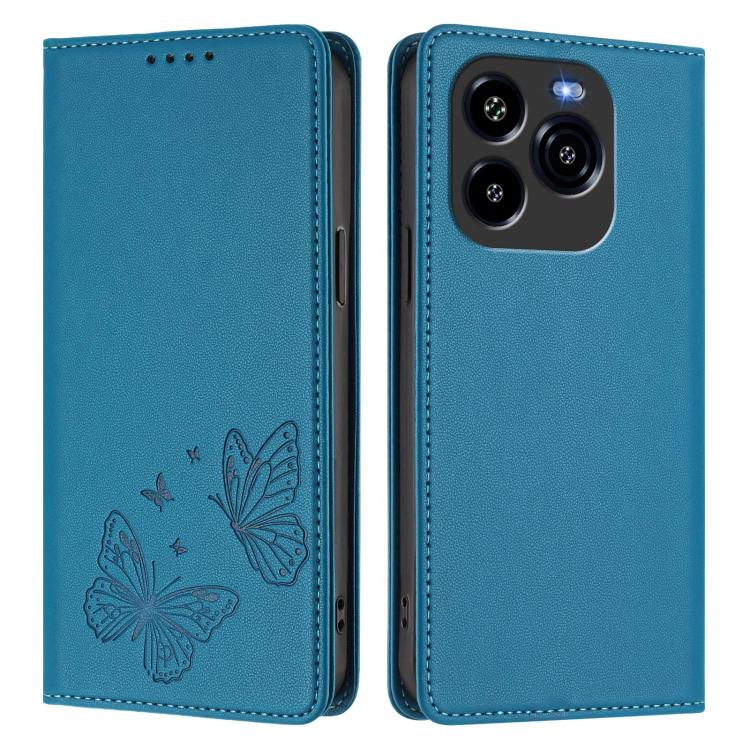 For Oukitel C65 / C65 Pro Strong Magnetic Dual Butterfly RFID Vegan Leather Phone Case