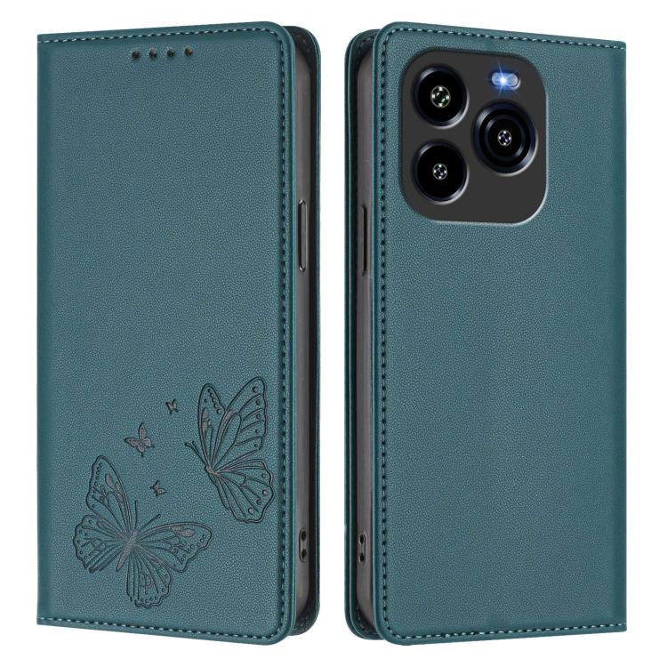 For Oukitel C65 / C65 Pro Strong Magnetic Dual Butterfly RFID Vegan Leather Phone Case