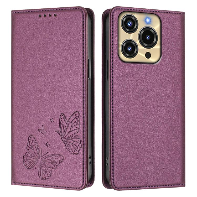 For Oukitel C69 Strong Magnetic Dual Butterfly RFID Vegan Leather Phone Case