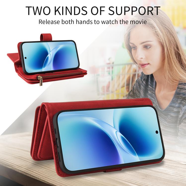 For vivo S50 Pro mini Skin Feel Multi Card Slots Zipper Wallet Leather Phone Case