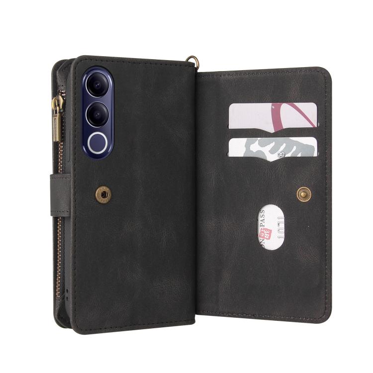 For vivo V70 FE 5G Skin Feel Multi Card Slots Zipper Wallet Leather Phone Case