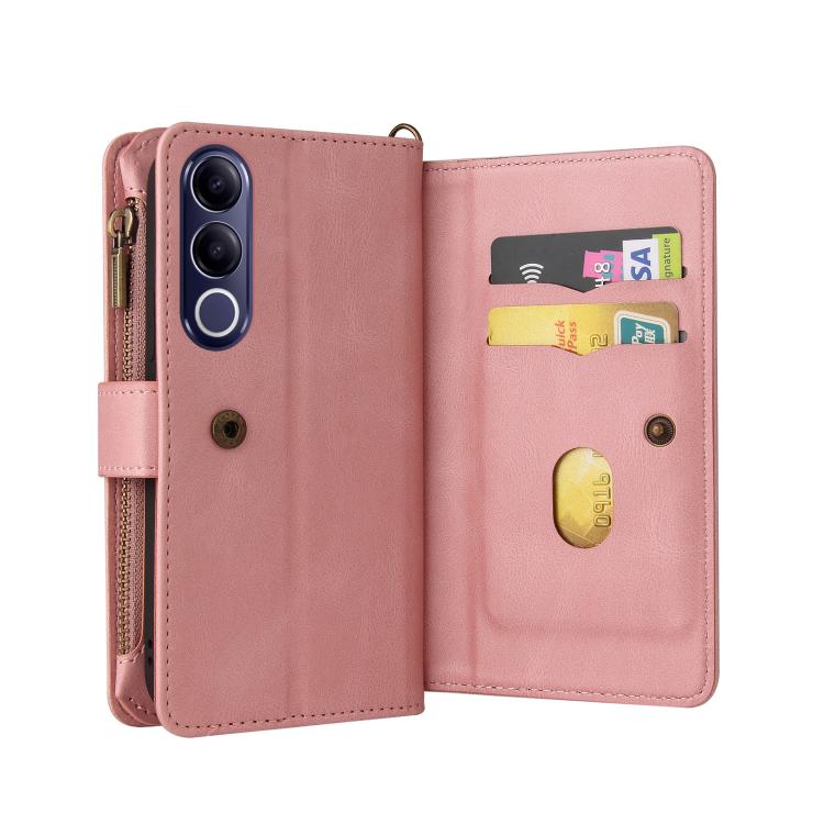 For vivo V70 FE 5G Skin Feel Multi Card Slots Zipper Wallet Leather Phone Case