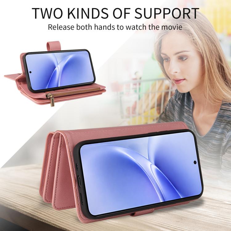 For vivo V70 FE 5G Skin Feel Multi Card Slots Zipper Wallet Leather Phone Case