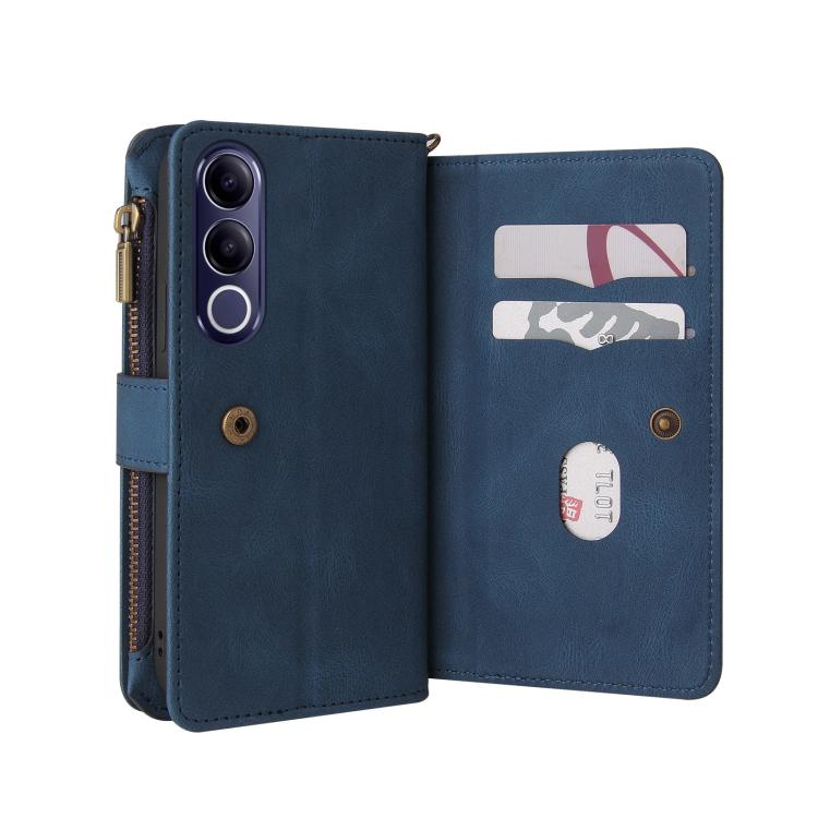 For vivo V70 FE 5G Skin Feel Multi Card Slots Zipper Wallet Leather Phone Case