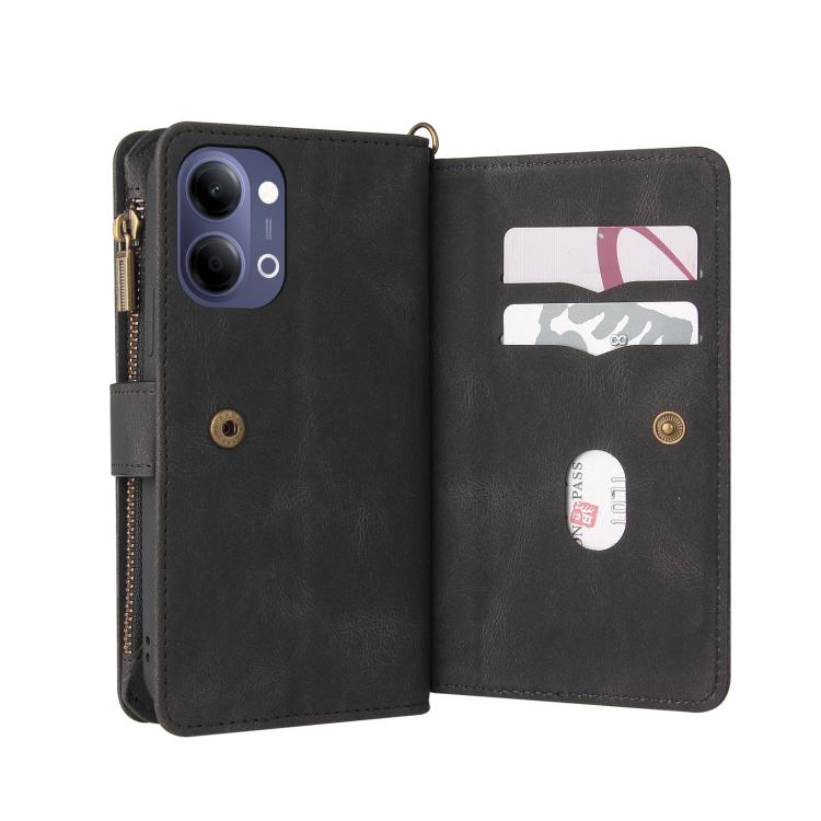For vivo Y05 4G / Y21 5G 2026 Skin Feel Multi Card Slots Zipper Wallet Leather Phone Case