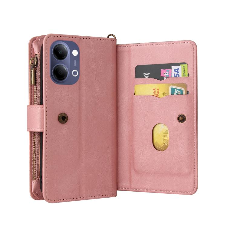 For vivo Y05 4G / Y21 5G 2026 Skin Feel Multi Card Slots Zipper Wallet Leather Phone Case