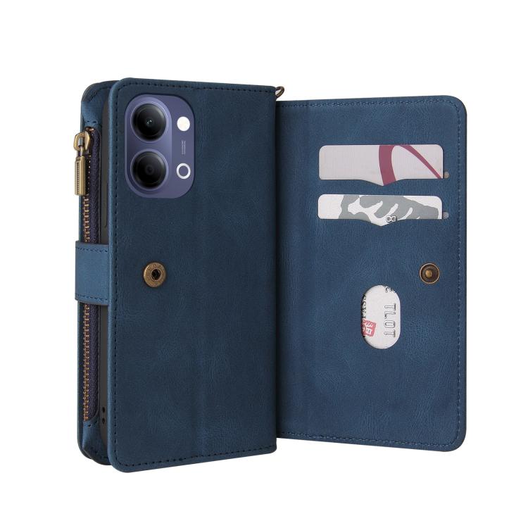 For vivo Y05 4G / Y21 5G 2026 Skin Feel Multi Card Slots Zipper Wallet Leather Phone Case