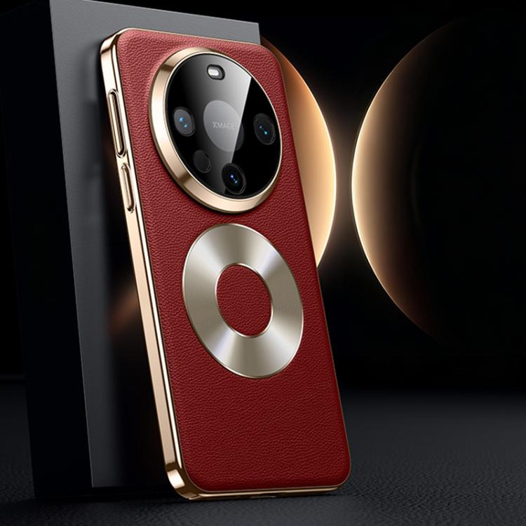 For Huawei Mate 60 Dual-Ring Magnetic Vegan Leather Phone Case