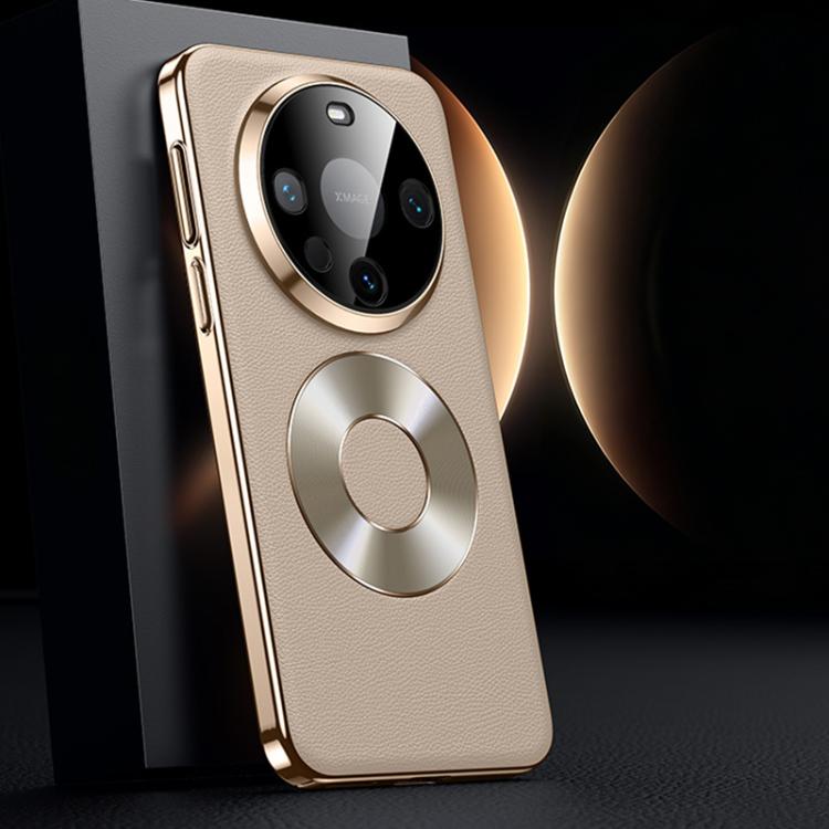 For Huawei Mate 60 Dual-Ring Magnetic Vegan Leather Phone Case