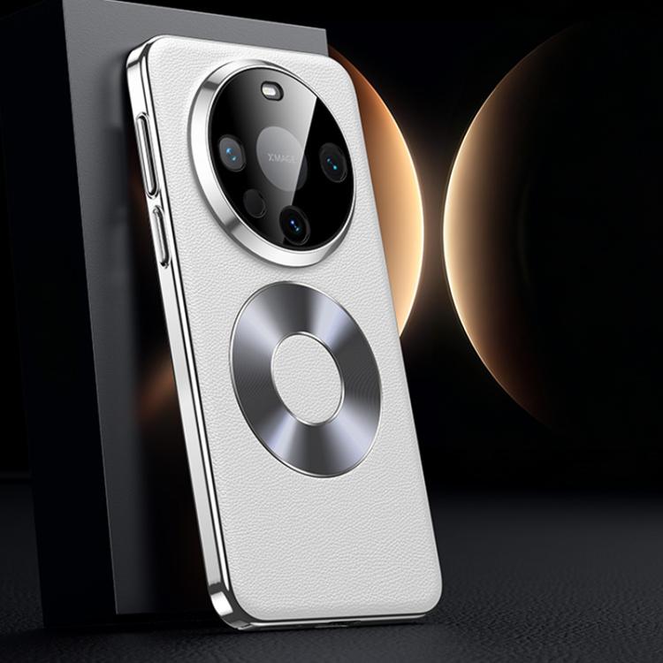 For Huawei Mate 60 Dual-Ring Magnetic Vegan Leather Phone Case