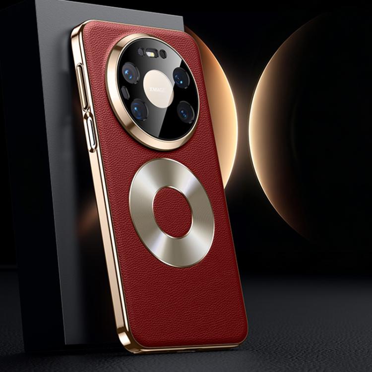 For Huawei Mate 80 Pro Max Dual-Ring Magnetic Vegan Leather Phone Case