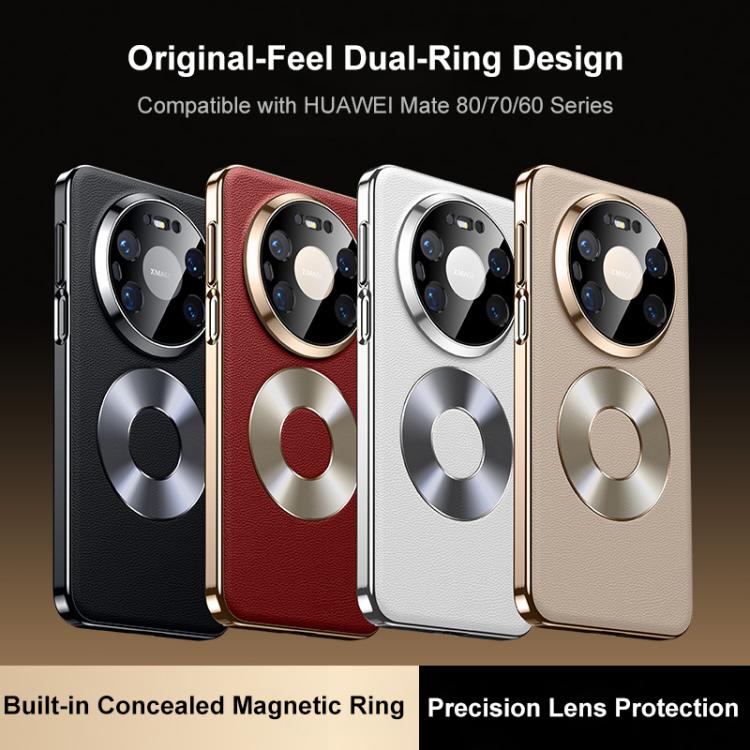 For Huawei Mate 60 Pro / 60 Pro+ Dual-Ring Magnetic Vegan Leather Phone Case