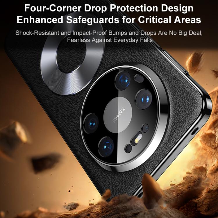 For Huawei Mate 60 Dual-Ring Magnetic Vegan Leather Phone Case