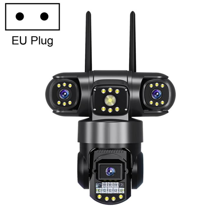 V380 3MP HD Panoramic 360 Degrees Triple Lens Wireless WiFi Surveillance Camera, EU Plug - Black