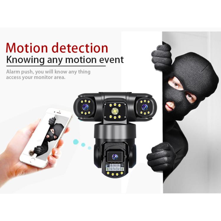 V380 3MP HD Panoramic 360 Degrees Triple Lens Wireless WiFi Surveillance Camera, US Plug - Black