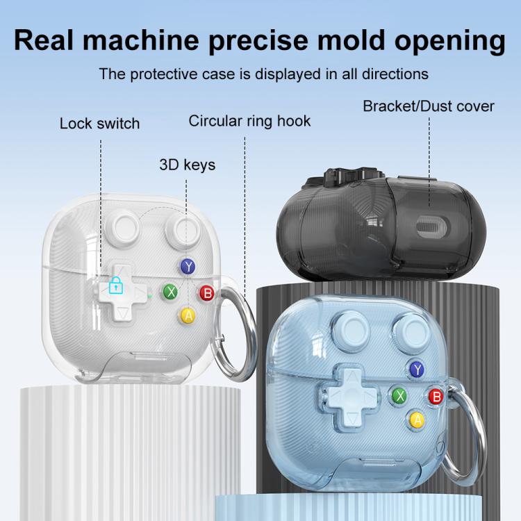 For Huawei FreeClip 2 XDcase Transparent Retro Game Console Design Earbuds Case with Holder & Stress Relief Button