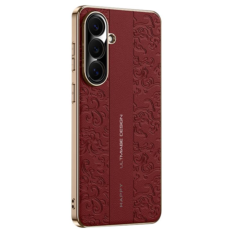 For Samsung Galaxy S26 5G Cloud Dragon Pattern Plain Leather PC Phone Case