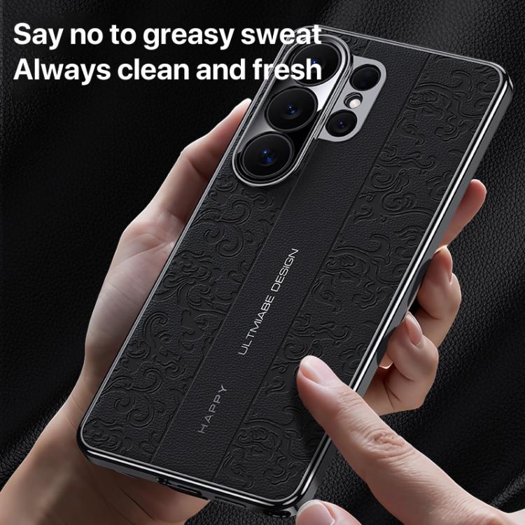 For Samsung Galaxy S25+ 5G Cloud Dragon Pattern Plain Leather PC Phone Case
