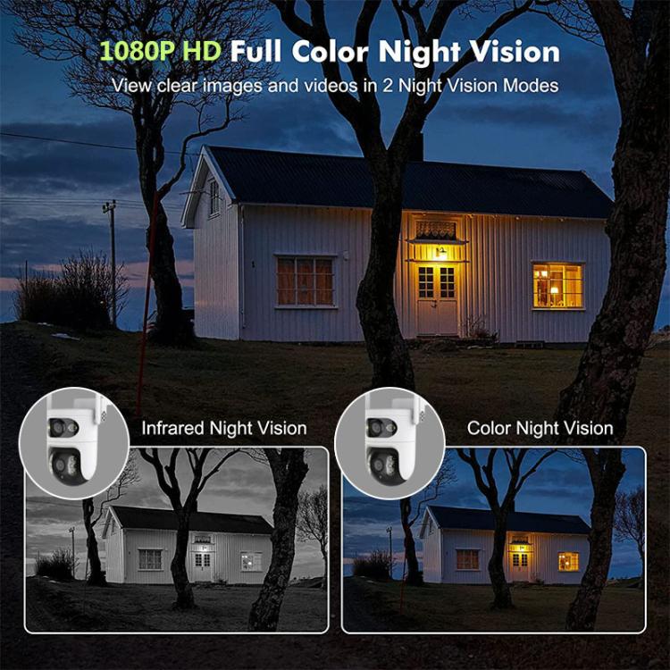 V380 2MP HD Smart Gun Ball Linkage WiFi Surveillance Camera, EU Plug - White