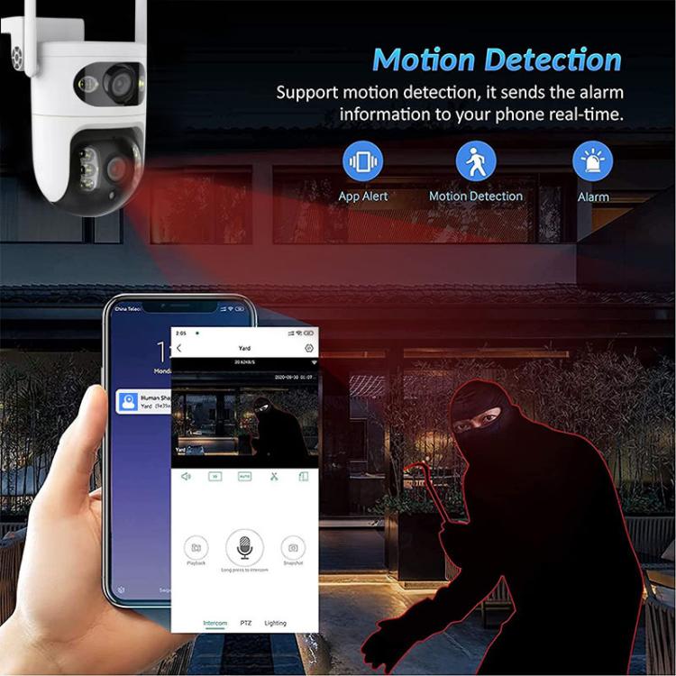 V380 2MP HD Smart Gun Ball Linkage WiFi Surveillance Camera, EU Plug - White