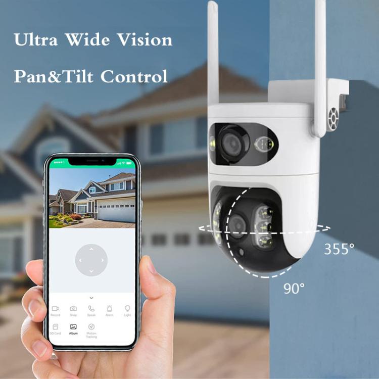 V380 2MP HD Smart Gun Ball Linkage WiFi Surveillance Camera, EU Plug - White