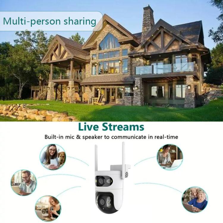 V380 2MP HD Smart Gun Ball Linkage WiFi Surveillance Camera, US Plug - White