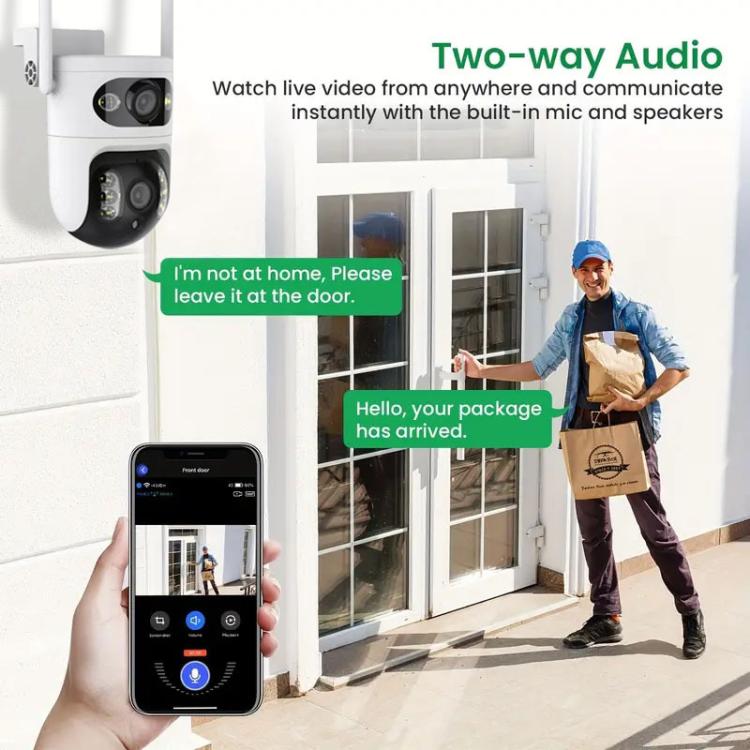 V380 2MP HD Smart Gun Ball Linkage WiFi Surveillance Camera, US Plug - White