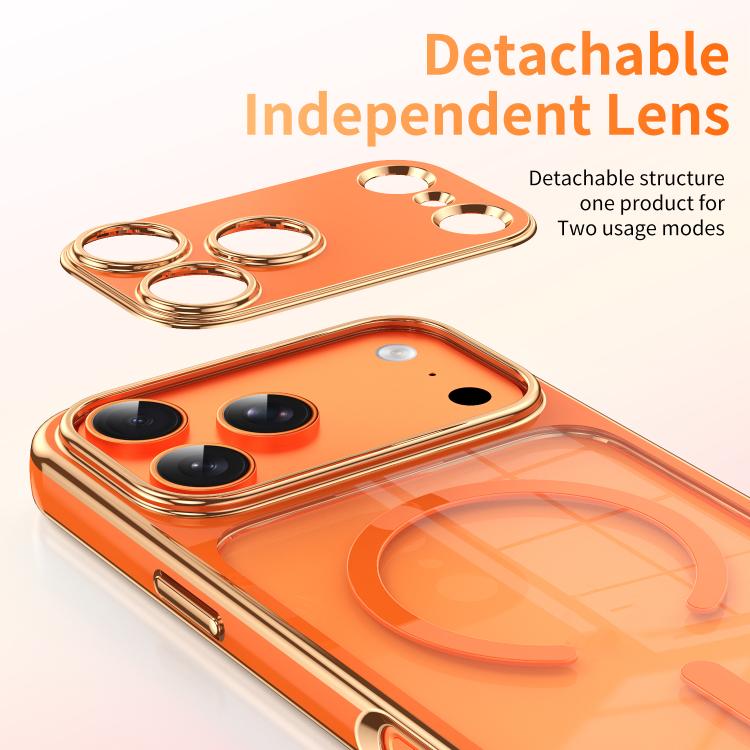 For iPhone 17 Pro Max Electroplated Dual Color TPU Detachable Lens Magnetic Shockproof Phone Case