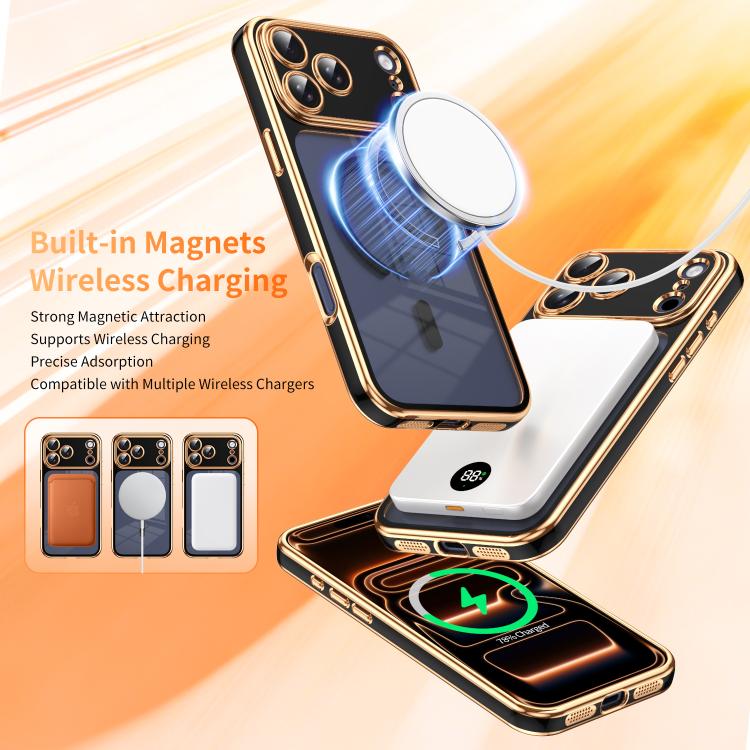 For iPhone 17 Pro Max Electroplated Dual Color TPU Detachable Lens Magnetic Shockproof Phone Case