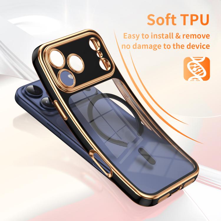 For iPhone 17 Pro Max Electroplated Dual Color TPU Detachable Lens Magnetic Shockproof Phone Case