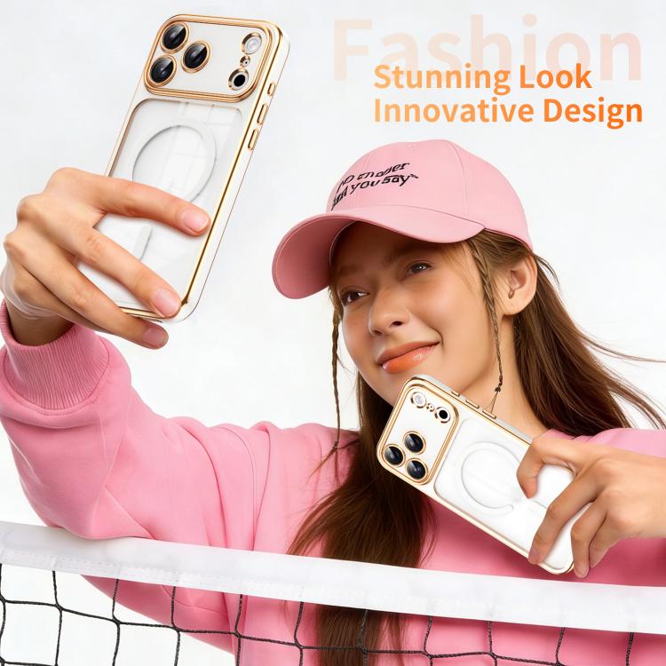For iPhone 17 Pro Max Electroplated Dual Color TPU Detachable Lens Magnetic Shockproof Phone Case