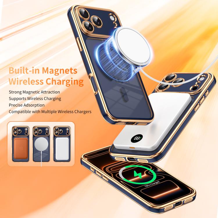 For iPhone 17 Pro Max Electroplated Dual Color TPU Detachable Lens Magnetic Shockproof Phone Case