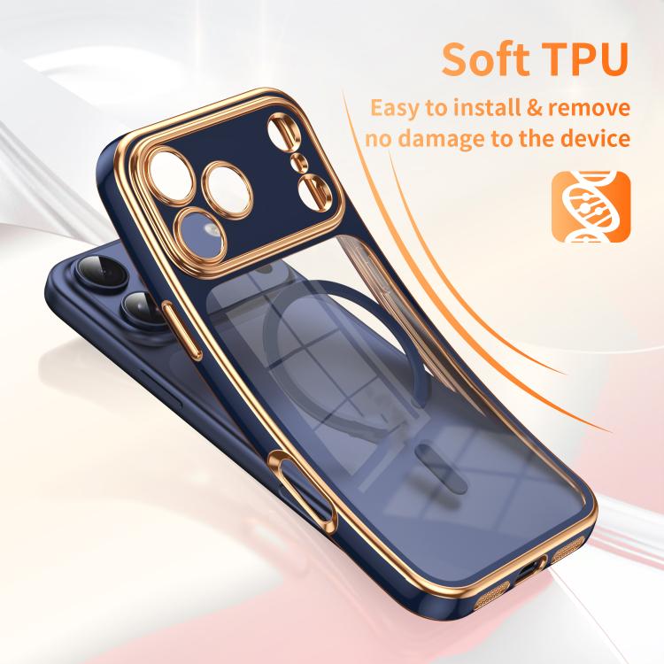 For iPhone 17 Pro Max Electroplated Dual Color TPU Detachable Lens Magnetic Shockproof Phone Case
