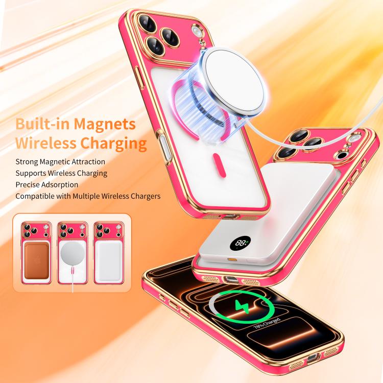 For iPhone 17 Pro Max Electroplated Dual Color TPU Detachable Lens Magnetic Shockproof Phone Case