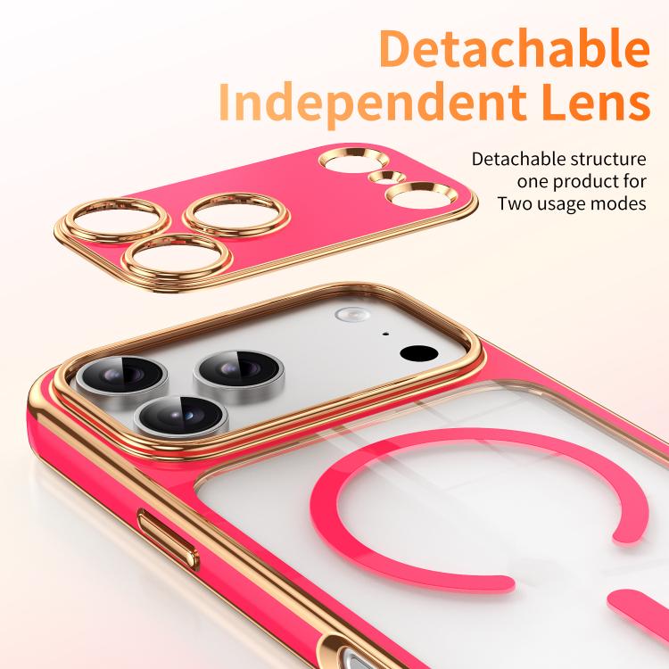 For iPhone 17 Pro Max Electroplated Dual Color TPU Detachable Lens Magnetic Shockproof Phone Case