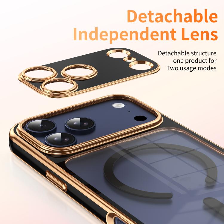 For iPhone 17 Pro Electroplated Dual Color TPU Detachable Lens Magnetic Shockproof Phone Case
