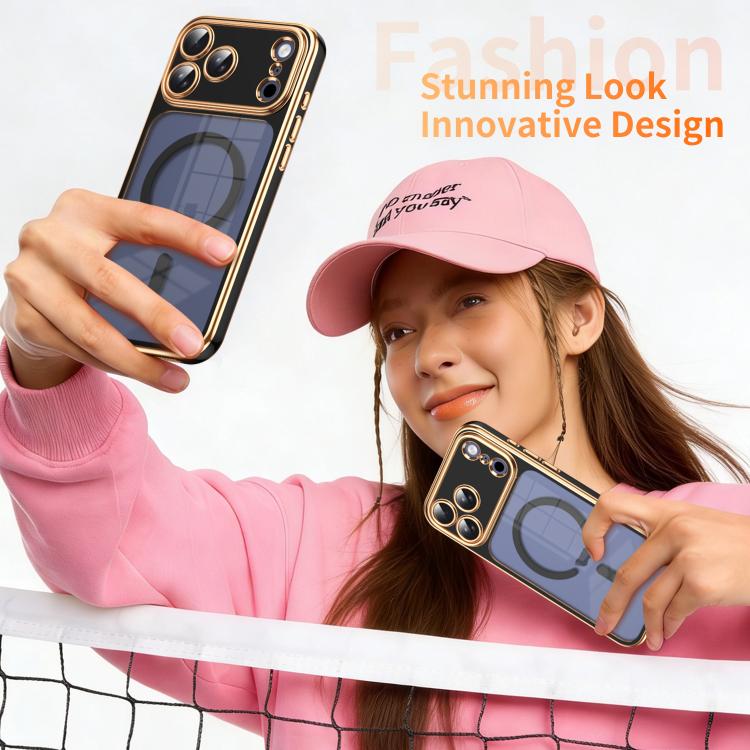 For iPhone 17 Pro Electroplated Dual Color TPU Detachable Lens Magnetic Shockproof Phone Case