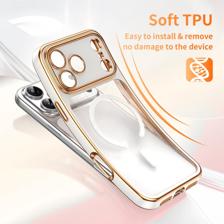 For iPhone 17 Pro Electroplated Dual Color TPU Detachable Lens Magnetic Shockproof Phone Case