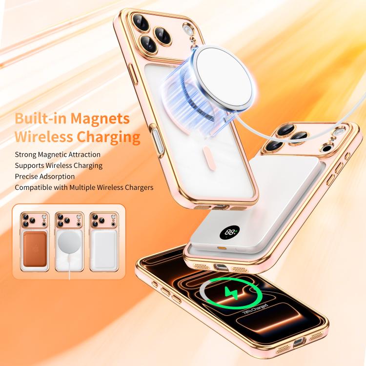 For iPhone 17 Pro Electroplated Dual Color TPU Detachable Lens Magnetic Shockproof Phone Case