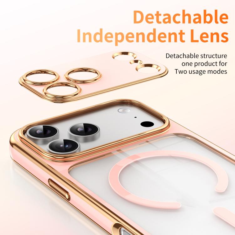 For iPhone 17 Pro Electroplated Dual Color TPU Detachable Lens Magnetic Shockproof Phone Case