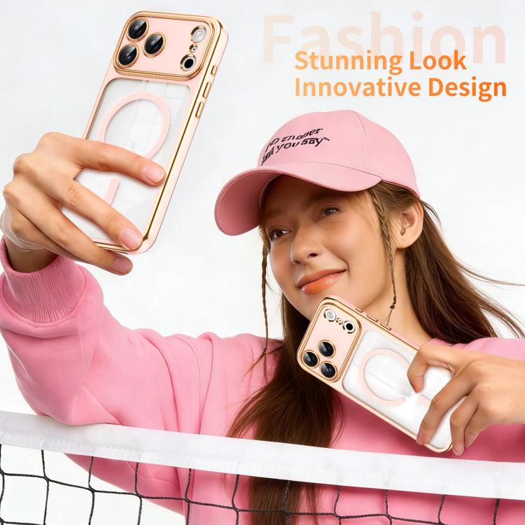 For iPhone 17 Pro Electroplated Dual Color TPU Detachable Lens Magnetic Shockproof Phone Case