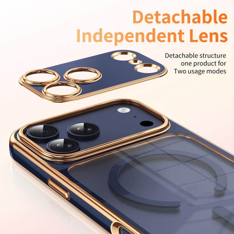 For iPhone 17 Pro Electroplated Dual Color TPU Detachable Lens Magnetic Shockproof Phone Case