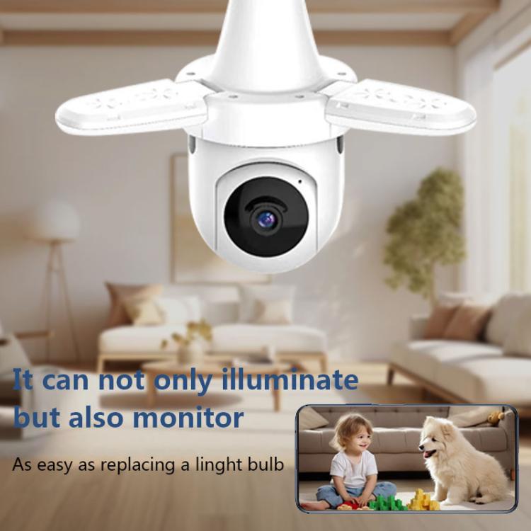 3MP HD Smart Three-Blade Fan Light Bulb Style Wireless WiFi Surveillance Camera, Specification:2.4GHz - White